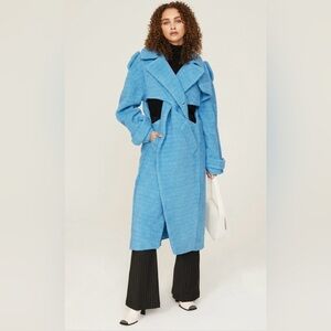 Coperni Twisted Cutout Coat Sky Blue Teddy Jacket EU 40